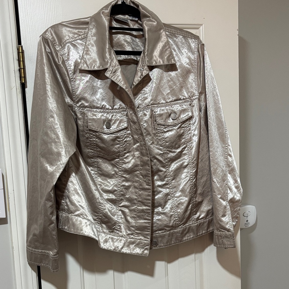 Chicos Metallic Gold Women's Jacket - Shiny Lightweight Coat
